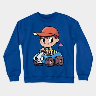 boy drives a small car with a cute face Crewneck Sweatshirt